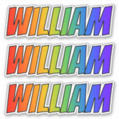 ファーストネーム「WILLIAM」(レインボーカラー付きおもしろい) シール (正面)