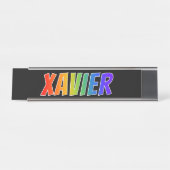 ファーストネーム「XAVIER」:おもしろいレインボーカラーリング デスクネームプレート (正面)