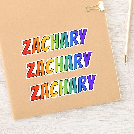 ファーストネーム「ZACHARY」、おもしろいレインボーカラーリング シール (ノートブック)
