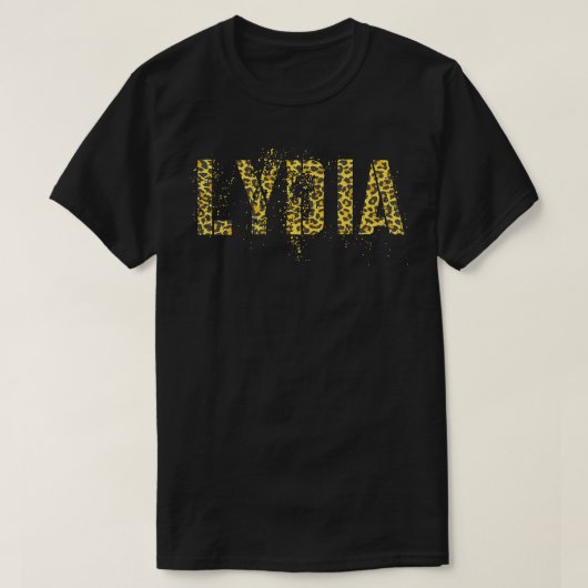 ファーストネームLYDIA Leopard Print Girl Cheetah 最高の E Tシャツ (デザイン正面)