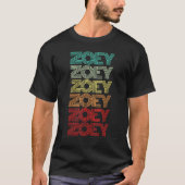 ファーストネームZOEYガールレトロパーソナライズされたGroovy 80s Tシャツ (正面)