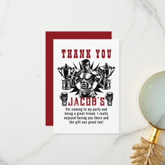 ファーストノックアウトボクシングバースデーパーティー サンキューカード (正面/裏面インサイチュ)