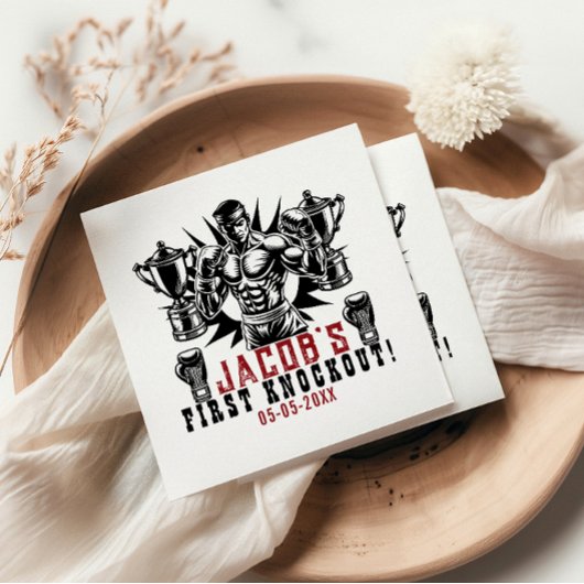 ファーストノックアウトボクシングバースデーパーティー スタンダードカクテルナプキン