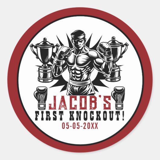 ファーストノックアウトボクシングバースデーパーティー ラウンドシール (正面)