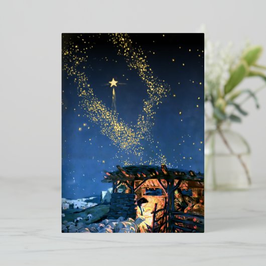 ファーストノールスター出生クリスマス 箔シーズンカード (立ち正面)