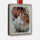 ファーストノールホワイト雪片フレームフォトクリスマス メタルオーナメント (右)