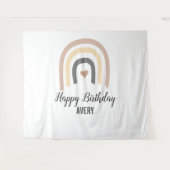 ファーストハッピーバースデーネーモダンムレインボーベビー タペストリー (正面(横))