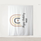 ファーストハッピーバースデーネーモダンムレインボーベビー タペストリー (正面)