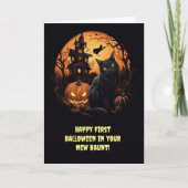 ファーストハロウィンインニューホームカワイハウス幽霊のよく出るキャット カード (正面)