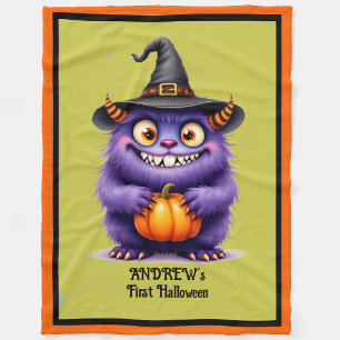 ファーストハロウィンパーソナライズ名かわいいベビーフリース フリースブランケット