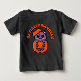 ファーストハロウィーンゾンビキャット ベビーTシャツ