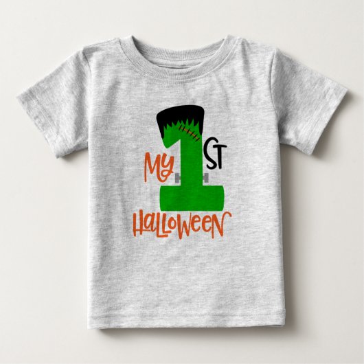 ファーストハロウィーンフランケンシュタインデザイン ベビーTシャツ (正面)