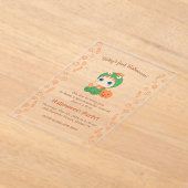 ファーストハロウィーンベビーかわいいドラゴン恐竜パーティー アクリル招待状 (レイダウン)