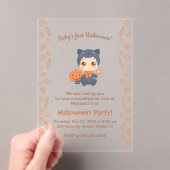 ファーストハロウィーンベビーかわいい黒猫パーティー アクリル招待状 (インサイチュ (ポータブル))