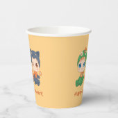 ファーストハロウィーンベビーズ黒猫ドラゴン衣装 紙コップ (左)