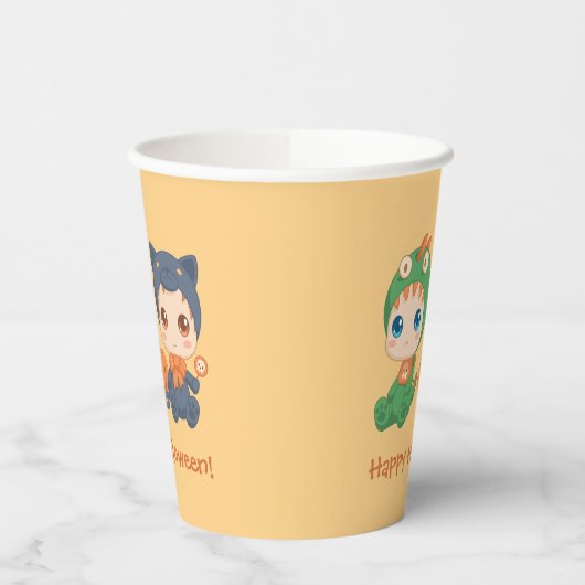 ファーストハロウィーンベビーズ黒猫ドラゴン衣装 紙コップ (左)