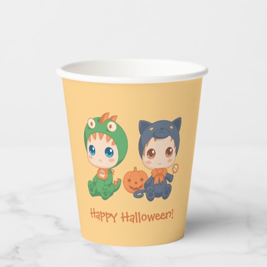 ファーストハロウィーンベビーズ黒猫ドラゴン衣装 紙コップ (正面)