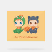 ファーストハロウィーンベビーツインズパーティの招待状 アクリルサイン (正面)