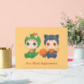 ファーストハロウィーンベビーツインズパーティの招待状 アクリルサイン (ウェディング)