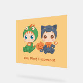 ファーストハロウィーンベビーツインズパーティの招待状 アクリルサイン (傾斜)