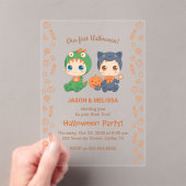 ファーストハロウィーンベビーツインズブラックキャットドラゴンパーティー アクリル招待状 (インサイチュ (ポータブル))