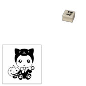 ファーストハロウィーンベビーブラックキャットカボチャ ラバースタンプ (押印)