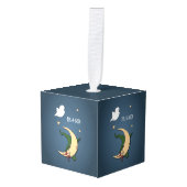 ファーストハロウィーンベビーブー魔女を幽霊で覗く キューブオーナメント (正面アングル)