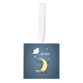 ファーストハロウィーンベビーブー魔女を幽霊で覗く キューブオーナメント (正面)