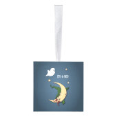 ファーストハロウィーンベビーブー魔女を幽霊で覗く キューブオーナメント (右)