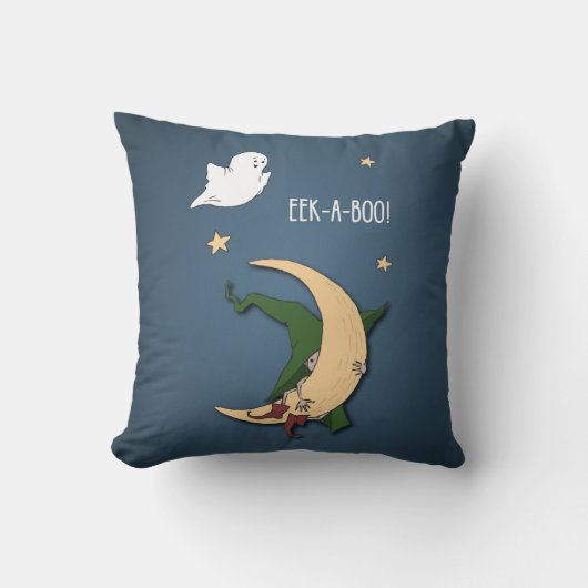 ファーストハロウィーンベビーブー魔女を幽霊で覗く クッション (正面)