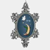 ファーストハロウィーンベビーブー魔女を幽霊で覗く スノーフレークピューターオーナメント (左)