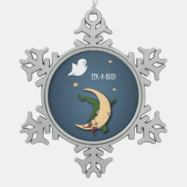 ファーストハロウィーンベビーブー魔女を幽霊で覗く スノーフレークピューターオーナメント