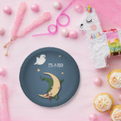 ファーストハロウィーンベビーブー魔女を幽霊で覗く ペーパープレート (パーティー)