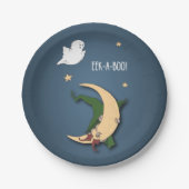 ファーストハロウィーンベビーブー魔女を幽霊で覗く ペーパープレート (正面)