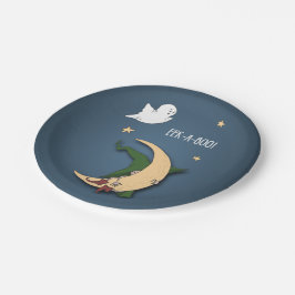 ファーストハロウィーンベビーブー魔女を幽霊で覗く ペーパープレート