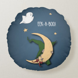 ファーストハロウィーンベビーブー魔女を幽霊で覗く ラウンドクッション