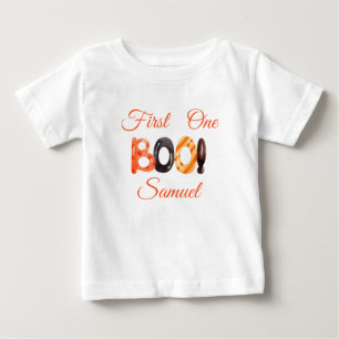ファーストハロウィーン誕生日リトルブー乳児Tシャツ ベビーTシャツ