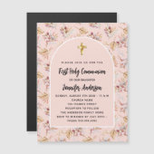 ファーストバラ金ゴールド花パンパスラグジュアリー マグネット招待状 (正面/裏面)