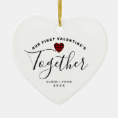 ファーストバレンタインズトゥーズカップルズモノグラムハート セラミックオーナメント (正面)
