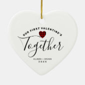 ファーストバレンタインズトゥーズカップルズモノグラムハート セラミックオーナメント (裏面)