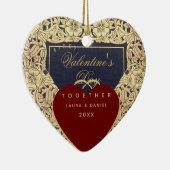 ファーストバレンタインデー一緒に赤い金ゴールドバラ セラミックオーナメント (右)