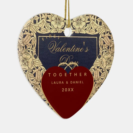 ファーストバレンタインデー一緒に赤い金ゴールドバラ セラミックオーナメント (右)