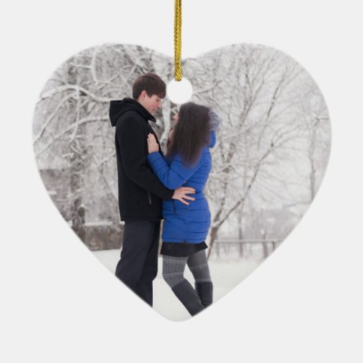 ファーストバレンタインデー一緒に赤い金ゴールドバラ セラミックオーナメント (裏面)