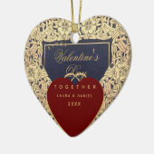 ファーストバレンタインデー一緒に赤い金ゴールドバラ セラミックオーナメント (左)