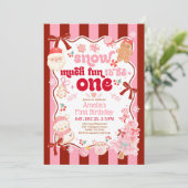 ファーストバースデーに「Snow Much Fun to be ONE」 招待状 (スタンド正面)