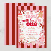 ファーストバースデーに「Snow Much Fun to be ONE」 招待状 (正面/裏面)