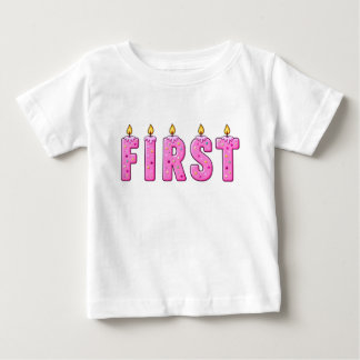 ファーストバースデーキャンドル両面ベビーTシャツ ベビーTシャツ