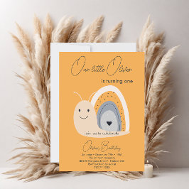 ファーストバースデーパーティカタツムイルレインボーカワイパステル 招待状