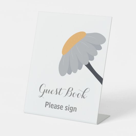 ファーストバースデーパーティカモミールフラワーゲストブック 台座サイン (正面)