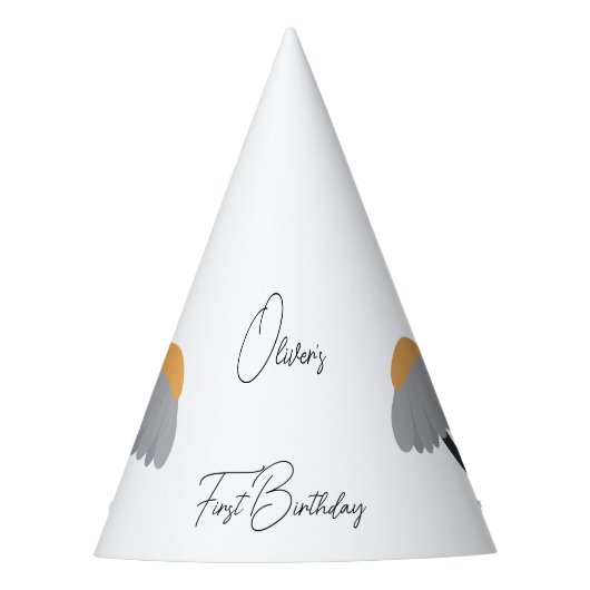 ファーストバースデーパーティカモミール花かわいいパステル パーティーハット (正面)